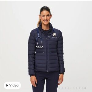 Women's Figs Navy Puffer Jacket